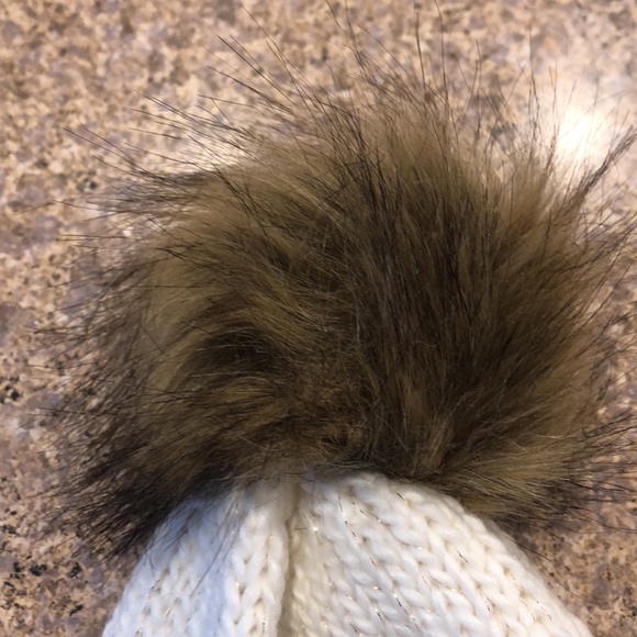 LC Lauren Conrad Cream and Shiny Threads Pom Pom Hat - Picture 4 of 13
